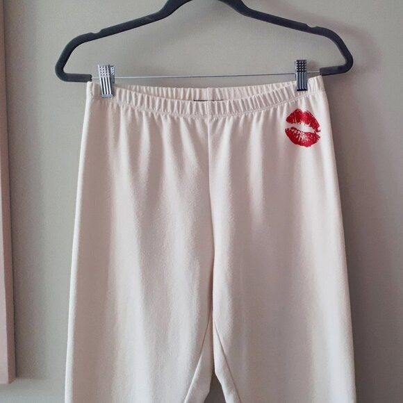 NWT Wildfox cotton blend vanilla cream “Smooches” jogger trackpants, S - Picture 8 of 13